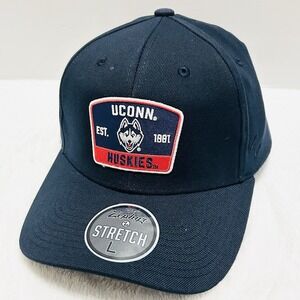 Zephyr UConn Huskies Logo Patch Hat‎ Cap Stretch Flex Large Blue NCAA College